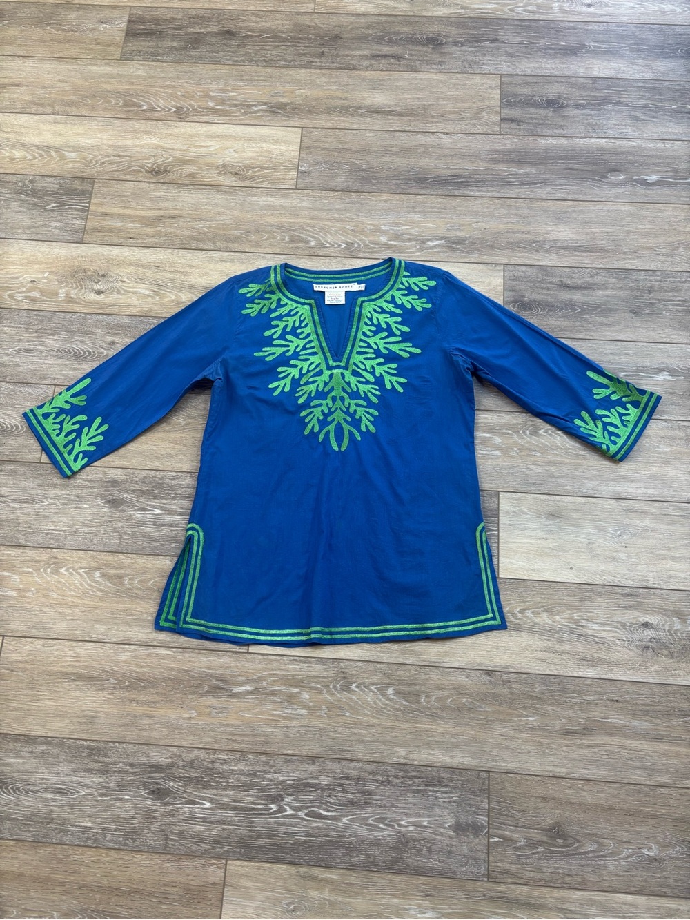 Gretchen Scott Tunic Top Sz M The Reef Embroidered Boho Vacation Resort *Read*